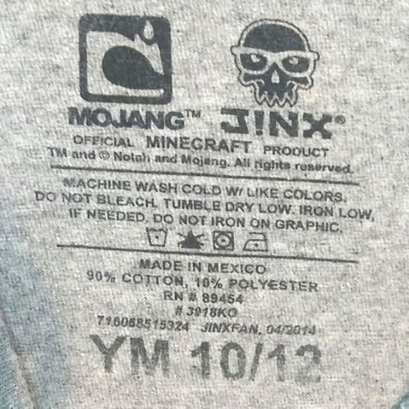 Mojang Jinx Minecraft Kids Size 10/12 T-Shirt Like A Boss Gray Graphic Tee - Picture 5 of 6